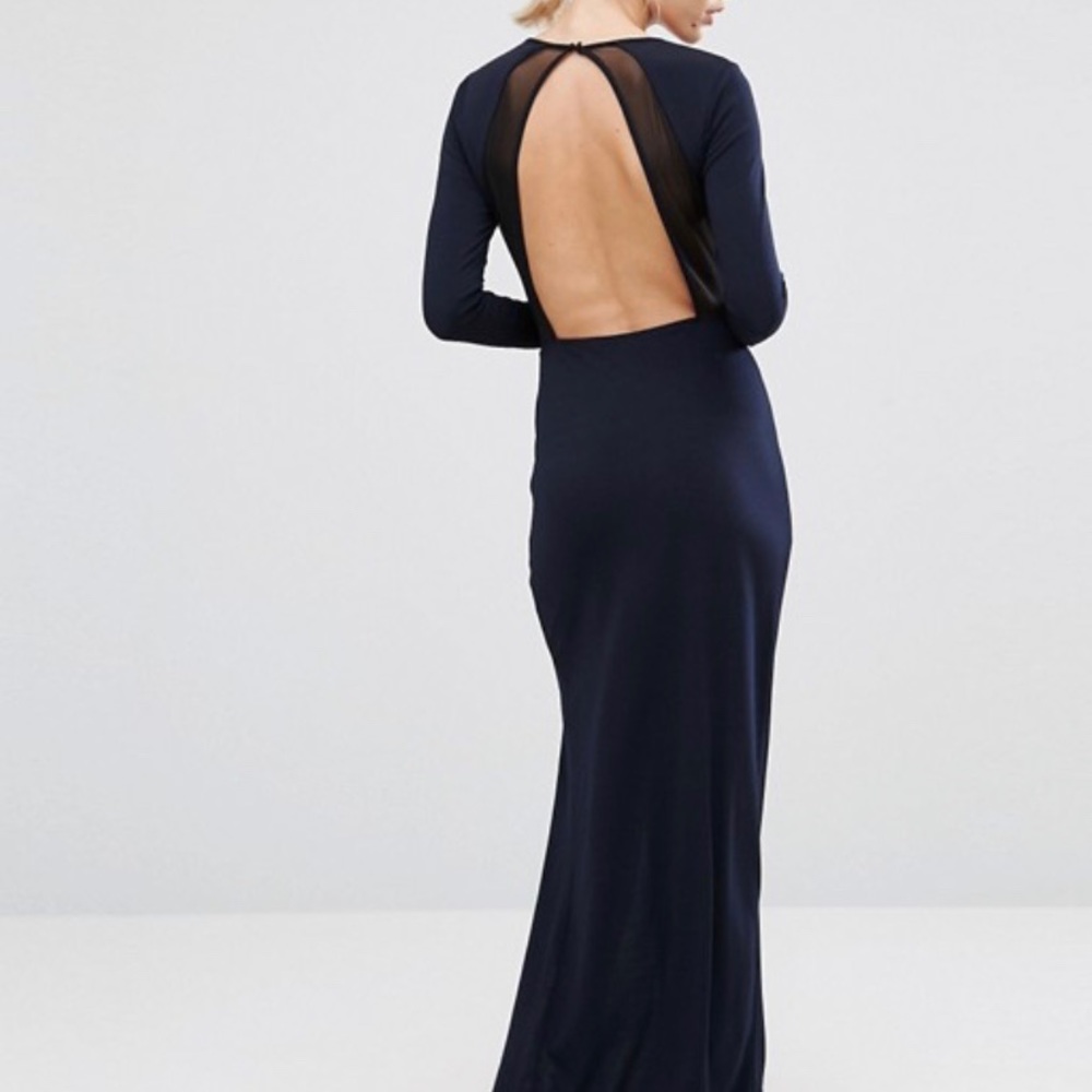 ASOS Crepe Long Sleeve Maxi Dress with Mesh Insert
